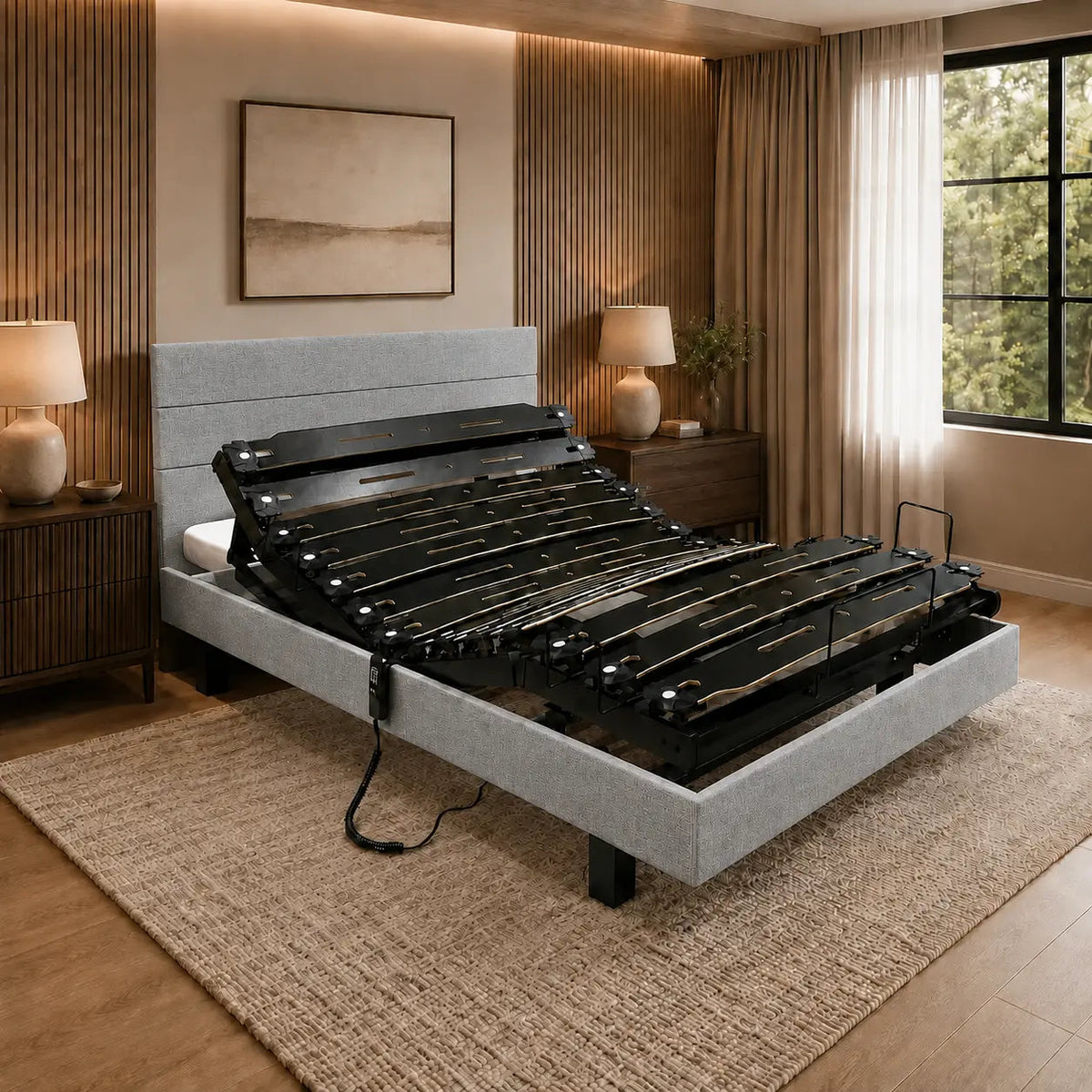 Lit électrique mono finition tissu HT15cm Mon Lit Douillet